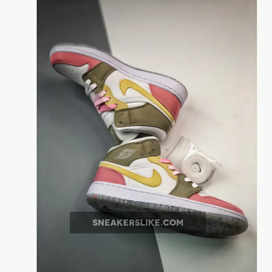Air Jordan 1 Mid Recycled Canvas Pink Tan Yellow DJ0338-100 / air jordan 1 mid se pastal grind