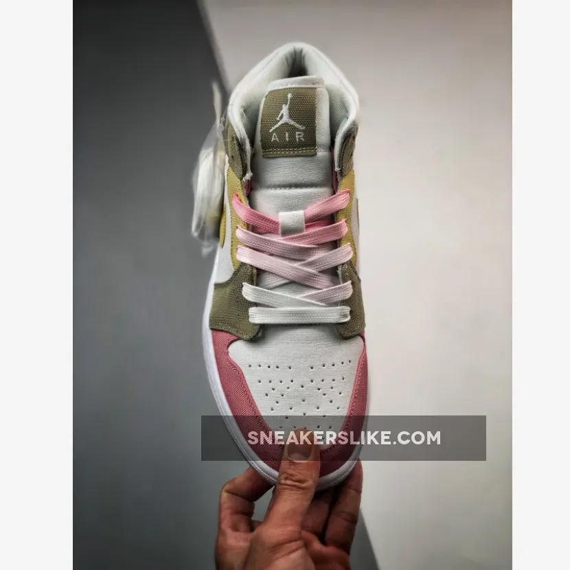 Air Jordan 1 Mid Recycled Canvas Pink Tan Yellow DJ0338-100 / air jordan 1 mid se pastal grind