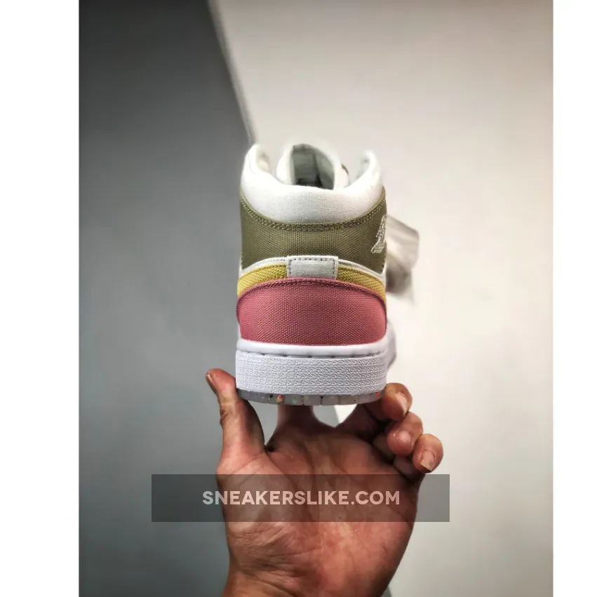 Air Jordan 1 Mid Recycled Canvas Pink Tan Yellow DJ0338-100 / air jordan 1 mid se pastal grind