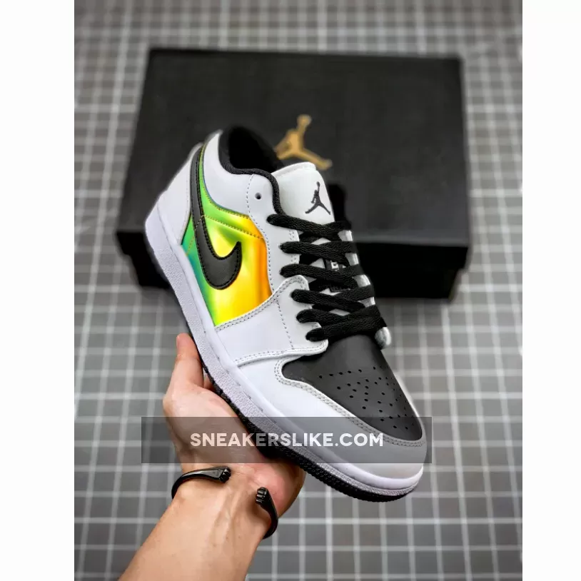 Air Jordan 1 Low GS White Black Gold CV9844-109 - air jordan 1 low metallic gold black white