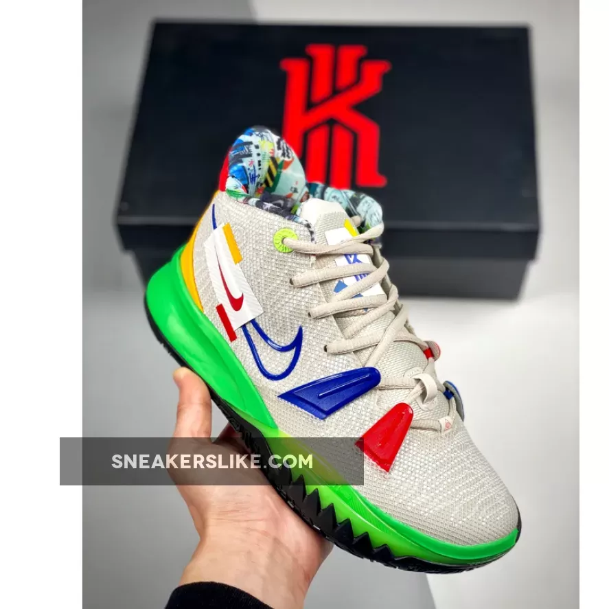 Nike Kyrie 7 'Visions' Light Bone/White-Green-Game Royal DC9122-001 - kyrie 7 green and white