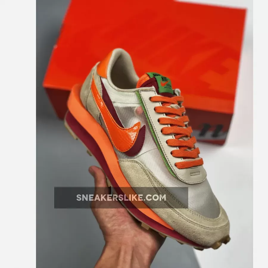 CLOT x sacai x Nike LDWaffle Net Orange Blaze DH1347-100