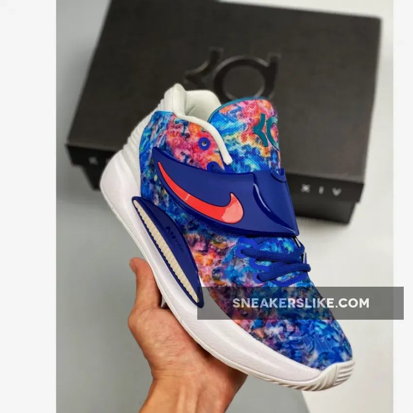 Colorful Print Nike KD 14 Deep Royal Blue/Pale Coral nike kd 14 royal blue