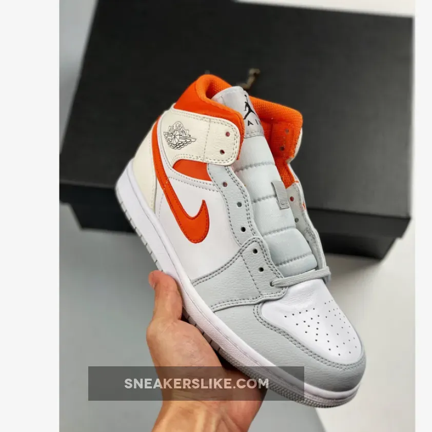 Air Jordan 1 Mid White/Starfish-Pure Platinum-Sail CW7591-100 / platinum jordan 1