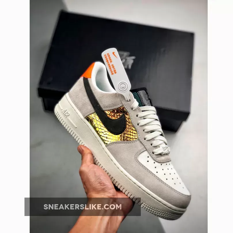 Nike Air Force 1 Low Iridescent Snakeskin Panels CW2657-001 Brand New