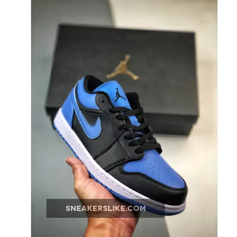 Air Jordan 1 Low Black/Black-University Blue-White 553558-041 / Air Jordan 1 Low University Blue