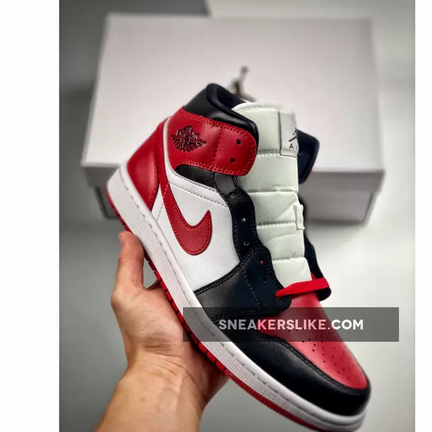 Air Jordan 1 Mid Bred Toe BQ6472-079 Jordan 1 Mid Alternate Bred Toe