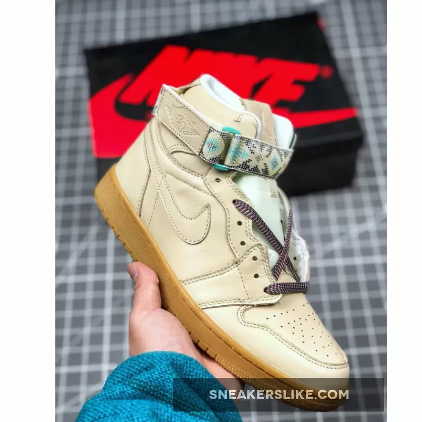 Men's Jordan 1 Hi Strap N7 Light Cream AR4410-207 For Sale