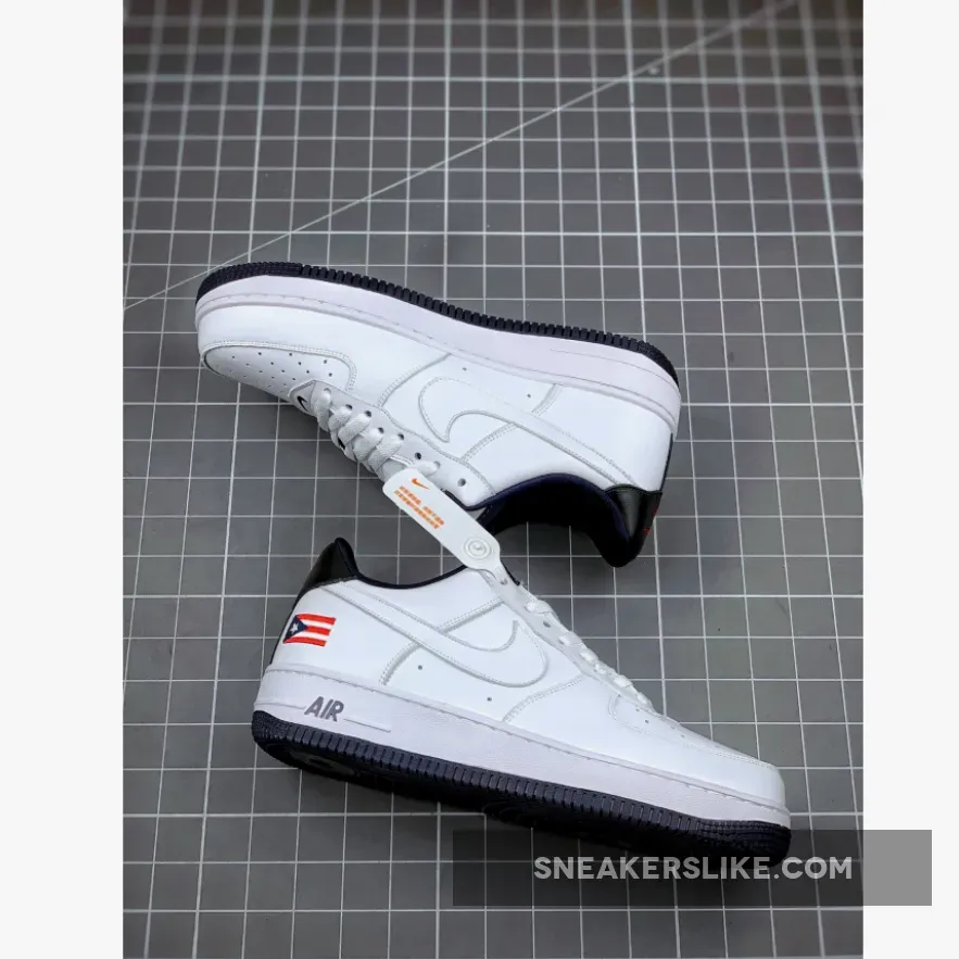 Nike Air Force 1 Low 'Puerto Rico' True White/True White-Obsidian-Comet Red Puerto Rico Nike Af1