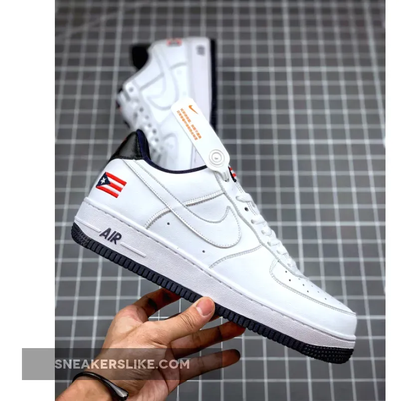 Nike Air Force 1 Low 'Puerto Rico' True White/True White-Obsidian-Comet Red Puerto Rico Nike Af1