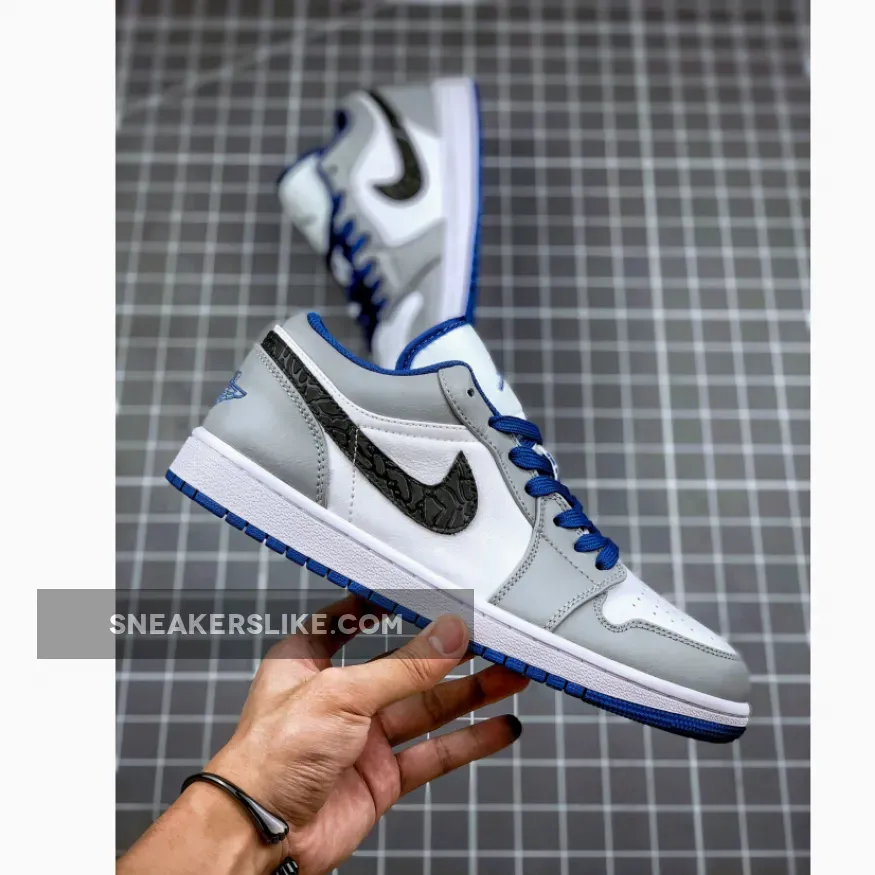 Air Jordan 1 Low White/True Blue-Cement Grey-Black Jordan 1 Cement Blue