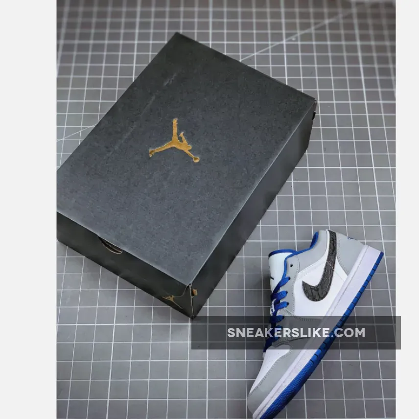 Air Jordan 1 Low White/True Blue-Cement Grey-Black Jordan 1 Cement Blue