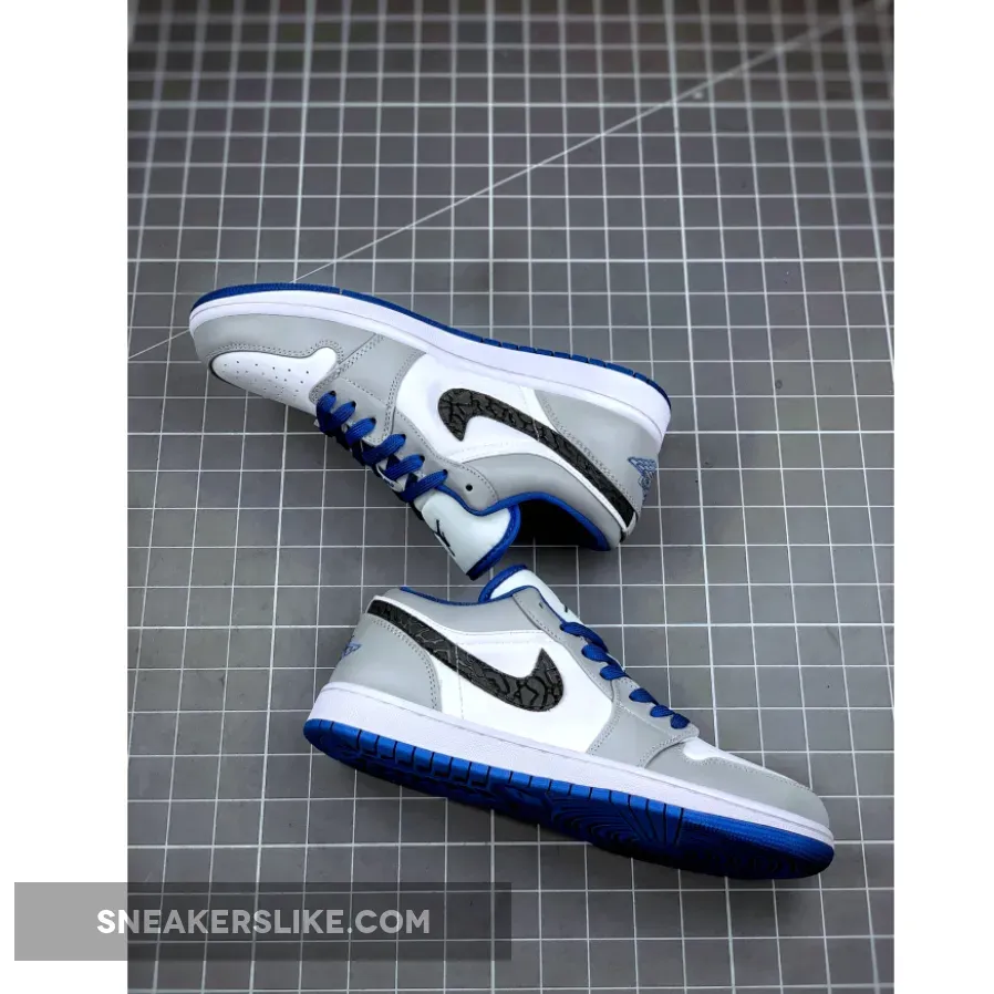 Air Jordan 1 Low White/True Blue-Cement Grey-Black Jordan 1 Cement Blue
