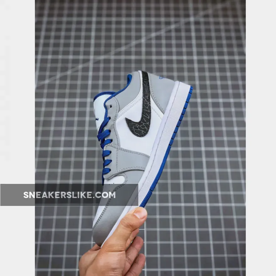 Air Jordan 1 Low White/True Blue-Cement Grey-Black Jordan 1 Cement Blue