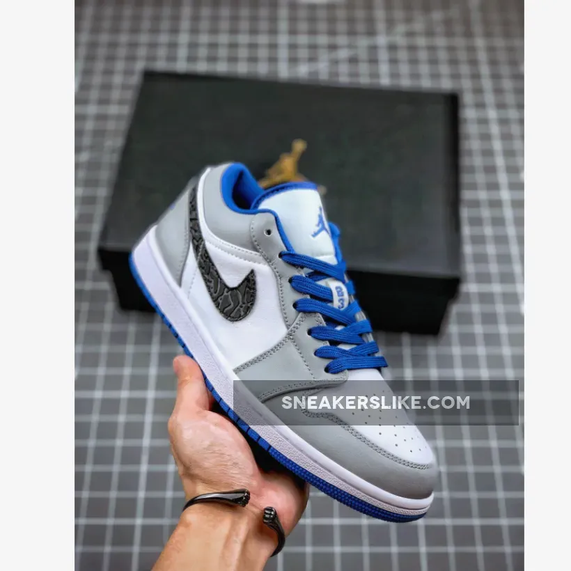 Air Jordan 1 Low White/True Blue-Cement Grey-Black Jordan 1 Cement Blue