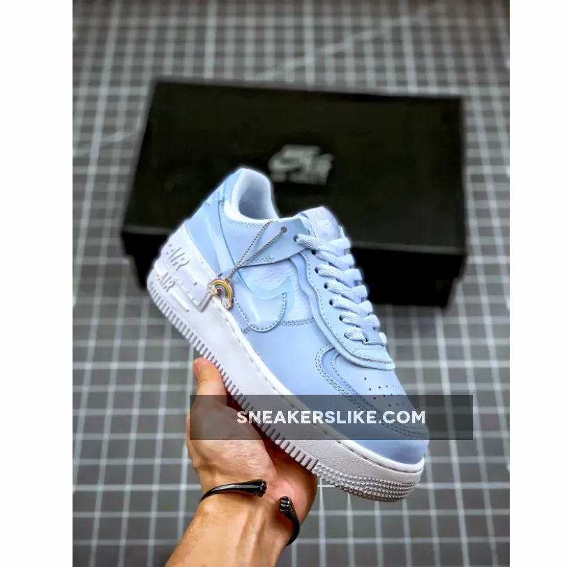 Nike Air Force 1 Shadow Hydrogen Blue White CV3020-400 / women's air force 1 shadow hydrogen blue/white