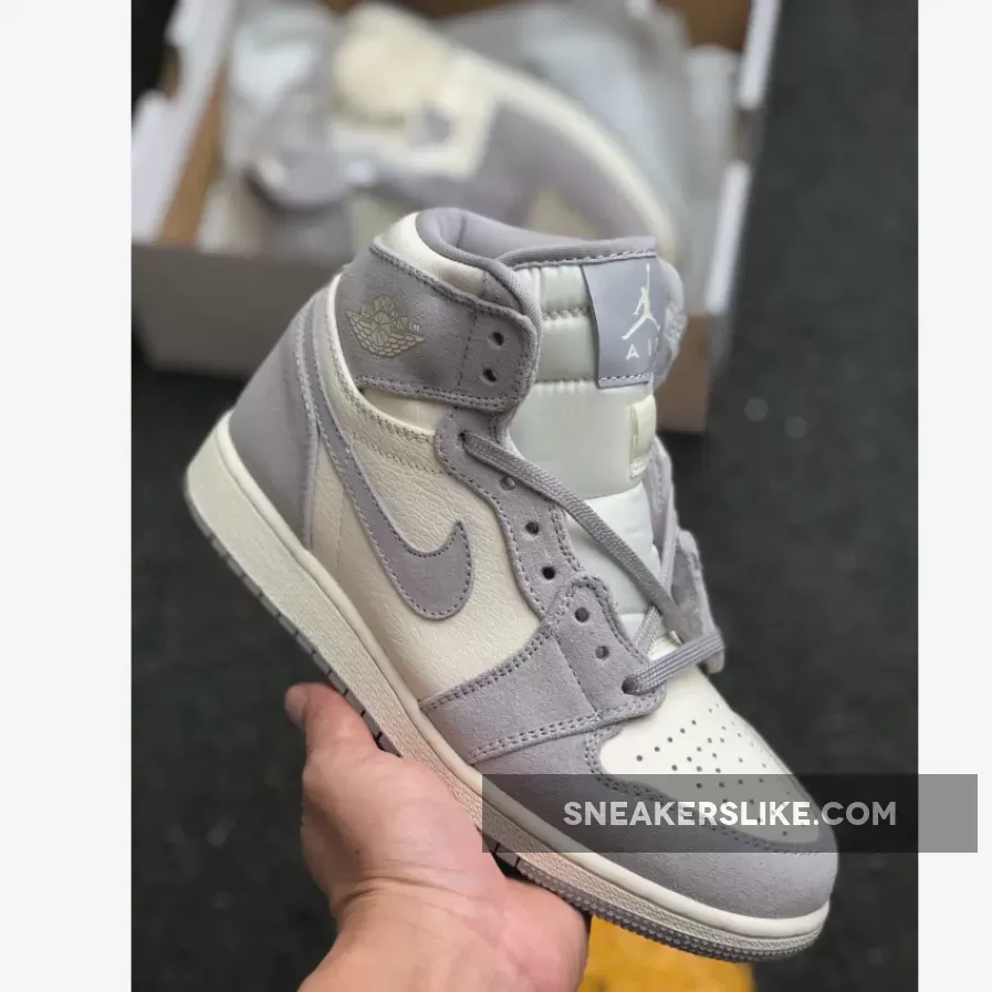 Wmns Air Jordan 1 High Premium 'Atmosphere Grey' AH7389-101 jordan 1 ivory white