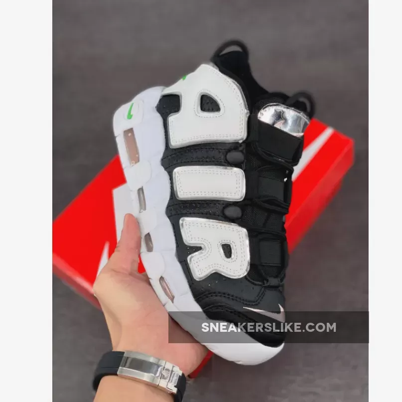 Nike Air More Uptempo Black White Silver #nike air uptempo silver