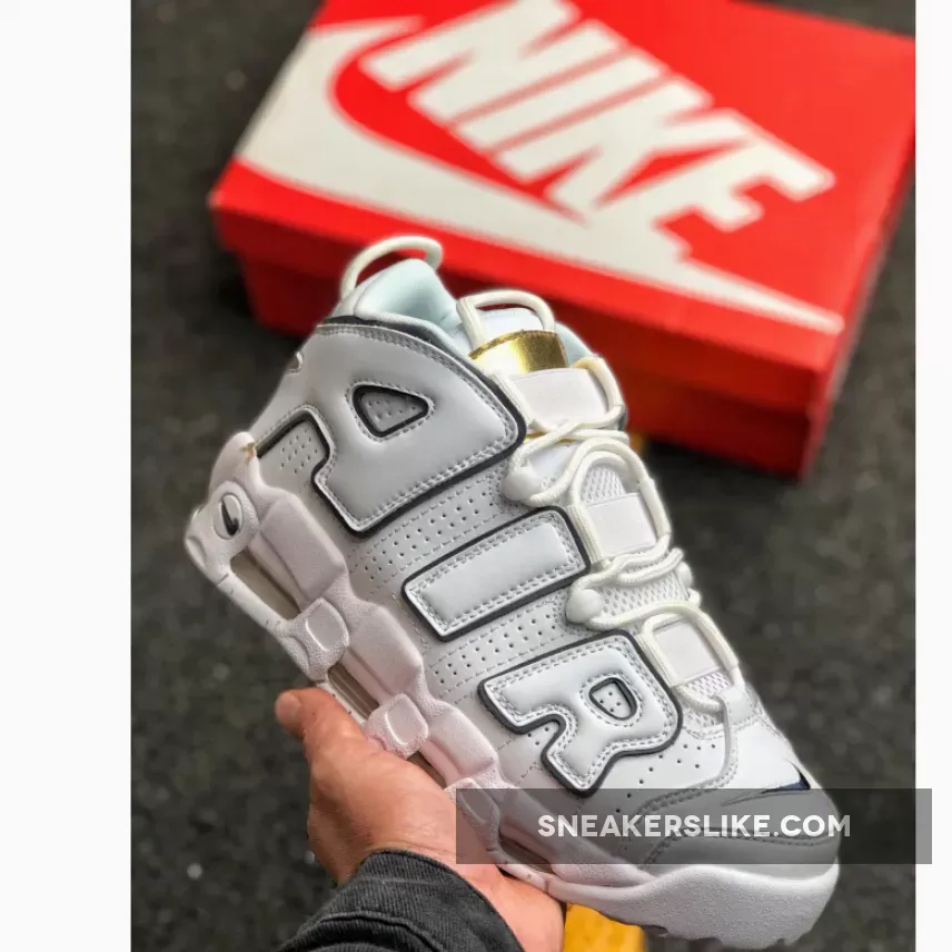 Nike Air More Uptempo Red White/Midnight Navy-Metallic Gold / navy and gold nikes