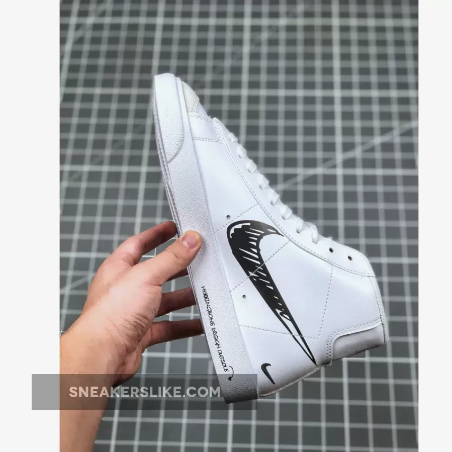 Nike Blazer Mid 77 Sketch White Black - nike blazer mid 77 scribble