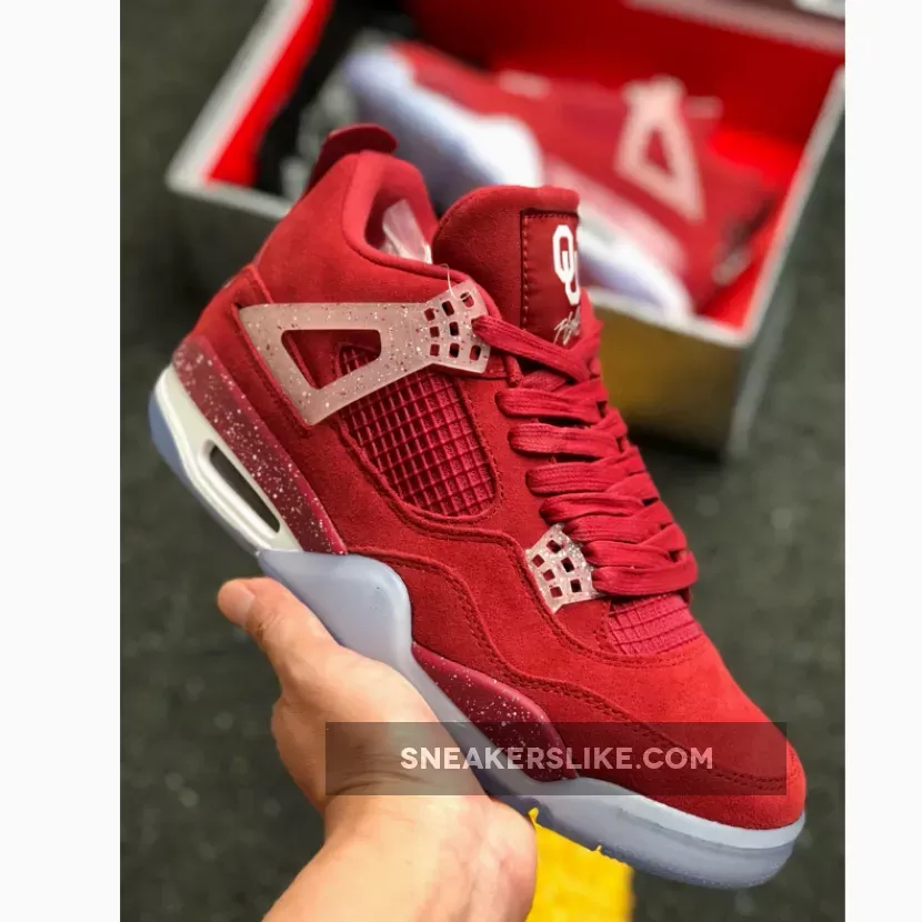 Air Jordan 4 Oklahoma Sooners PE Red Suede