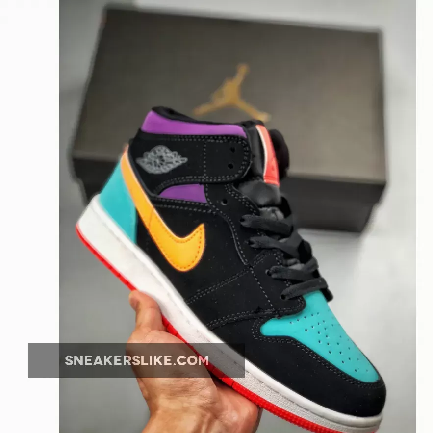Air Jordan 1 Mid 'Candy Blacktotal Orange' 554725-083 - air jordan 1 mid pink and orange