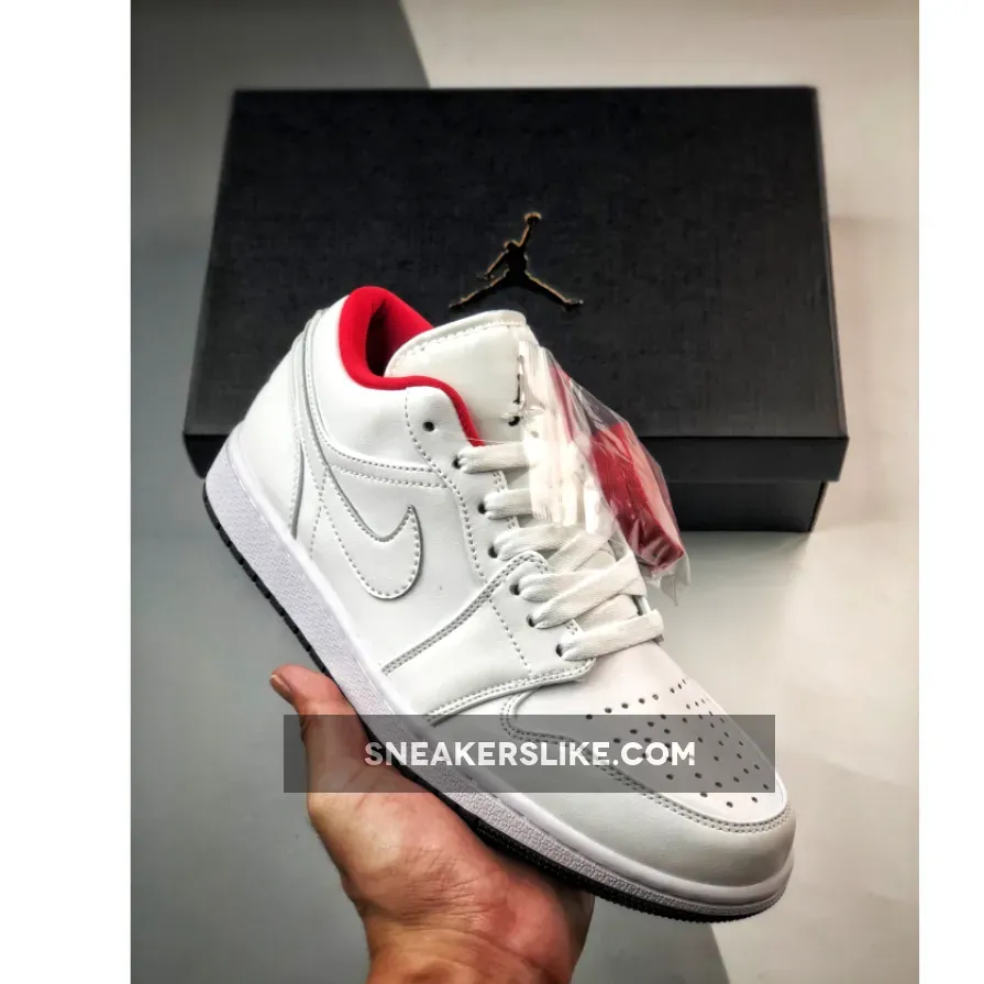 Air Jordan 1 Low White Red and Black 553560-164 Aj 1 Low White Red