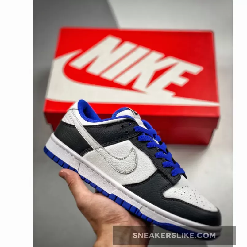 Nike Dunk Low White Black Racer Blue #nike dunk low black and blue