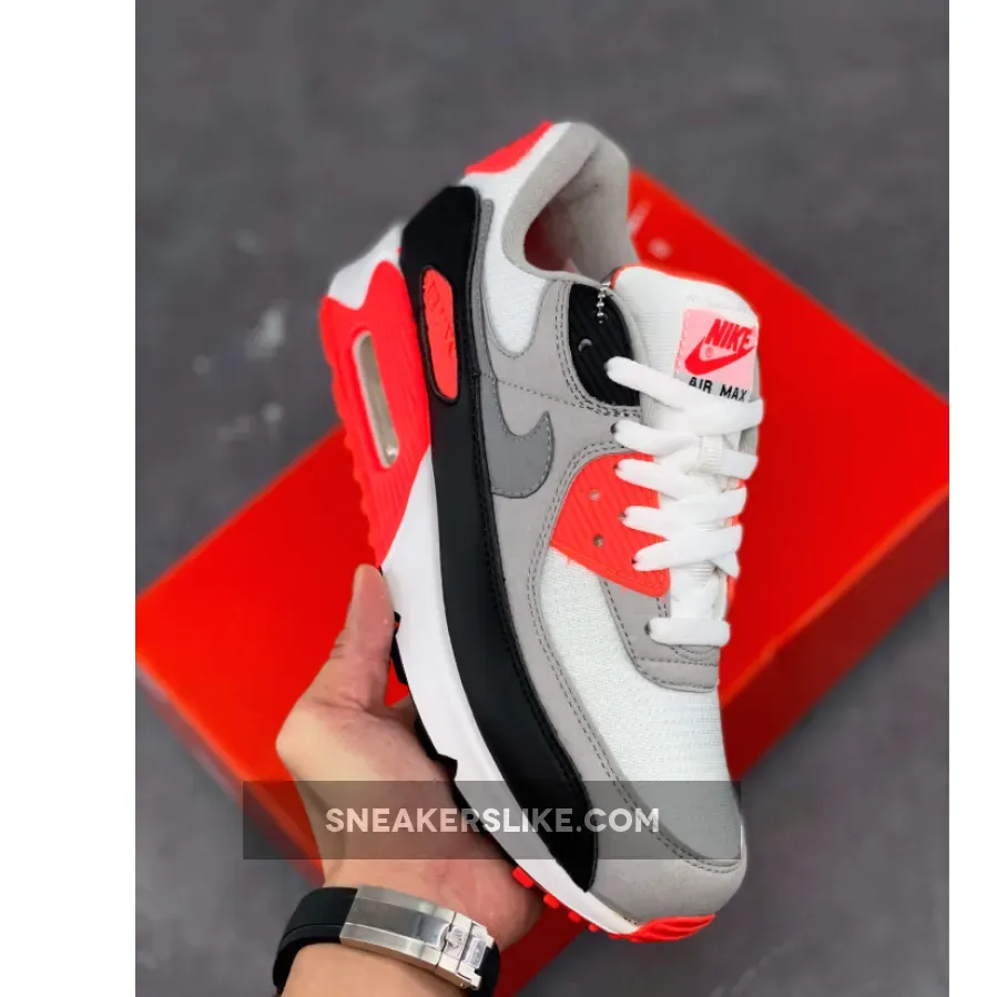 Nike Air Max 90 OG 'Infrared' White/Black-Cool Grey-Radiant Red - nike air max 90 cool grey