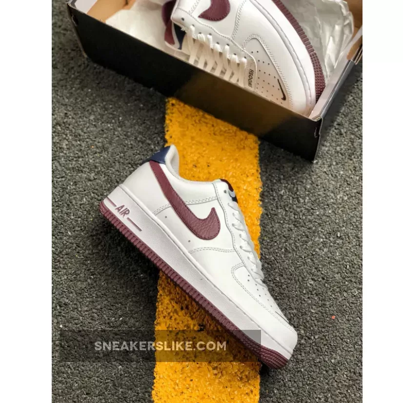 Nike Air Force 1 White Burgundy WMNS AH0287-105 burgundy air force 1