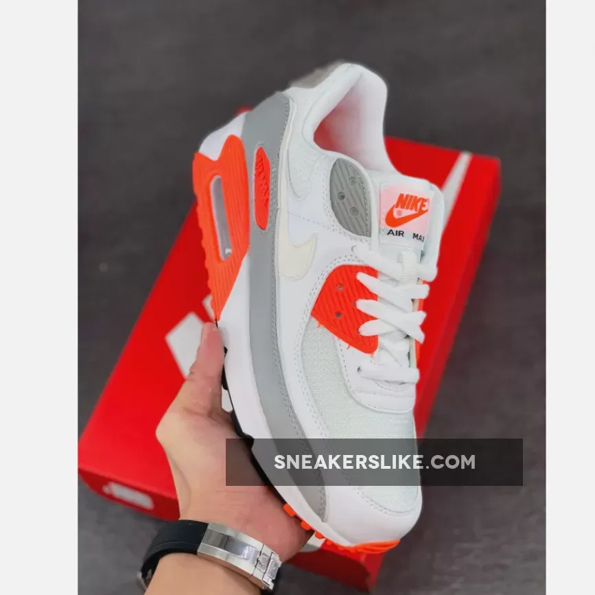 Nike Air Max 90 White/Hyper Orange-Light Smoke Grey air max 2090 white hyper orange