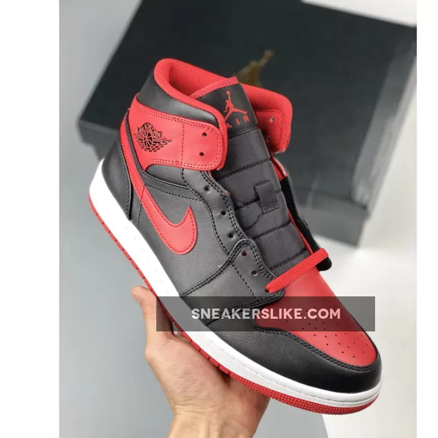 Air Jordan 1 Mid 'Bred' Black/White/Fire Red DQ8426-060 / air jordan 1 mid alternate bred toe womens