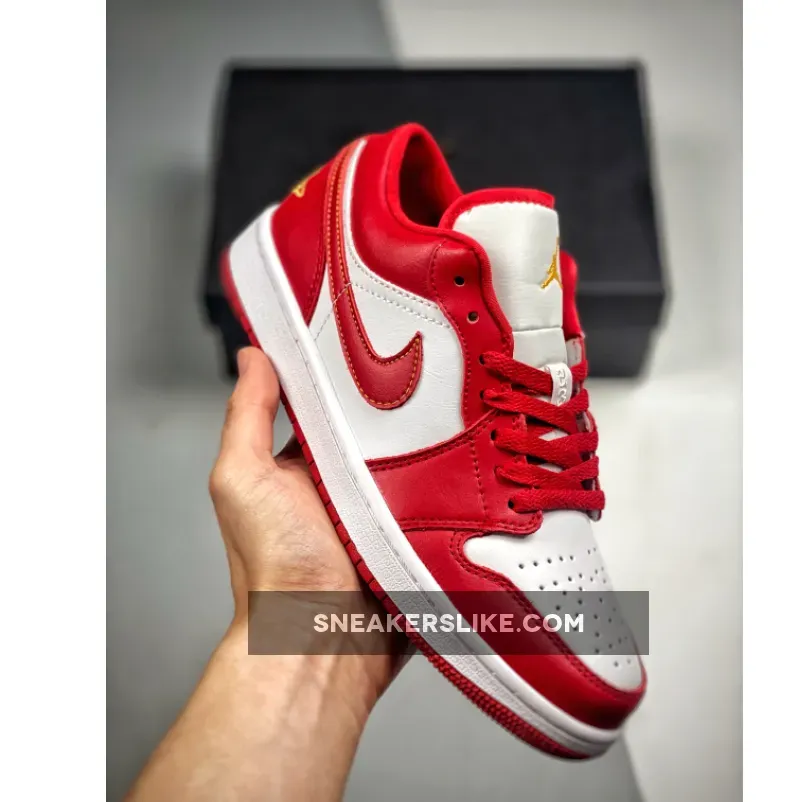 Air Jordan 1 Low 'Cardinal' White Red 553558-607 Jordan 1 Low Cardinal Red/light Curry/white Men's Shoe