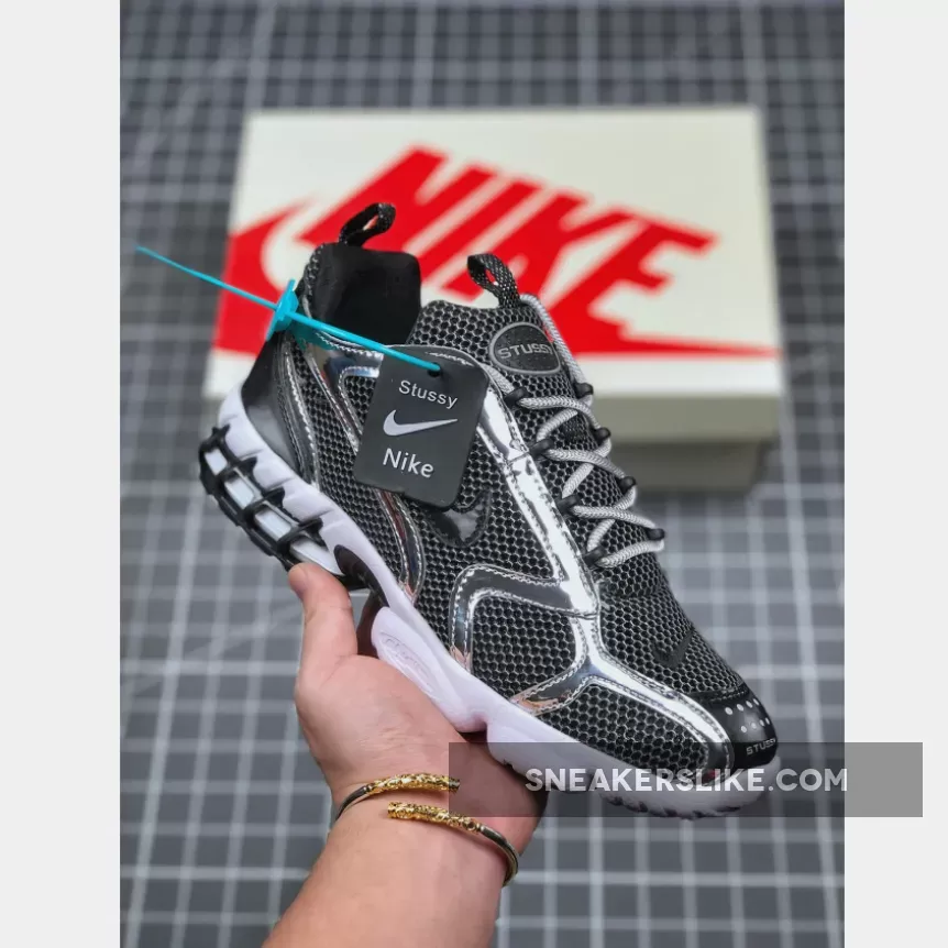 Stussy X Nike Air Zoom Spiridon Caged 2 Pure Platinum/Black-White CU1854-001 New Releases