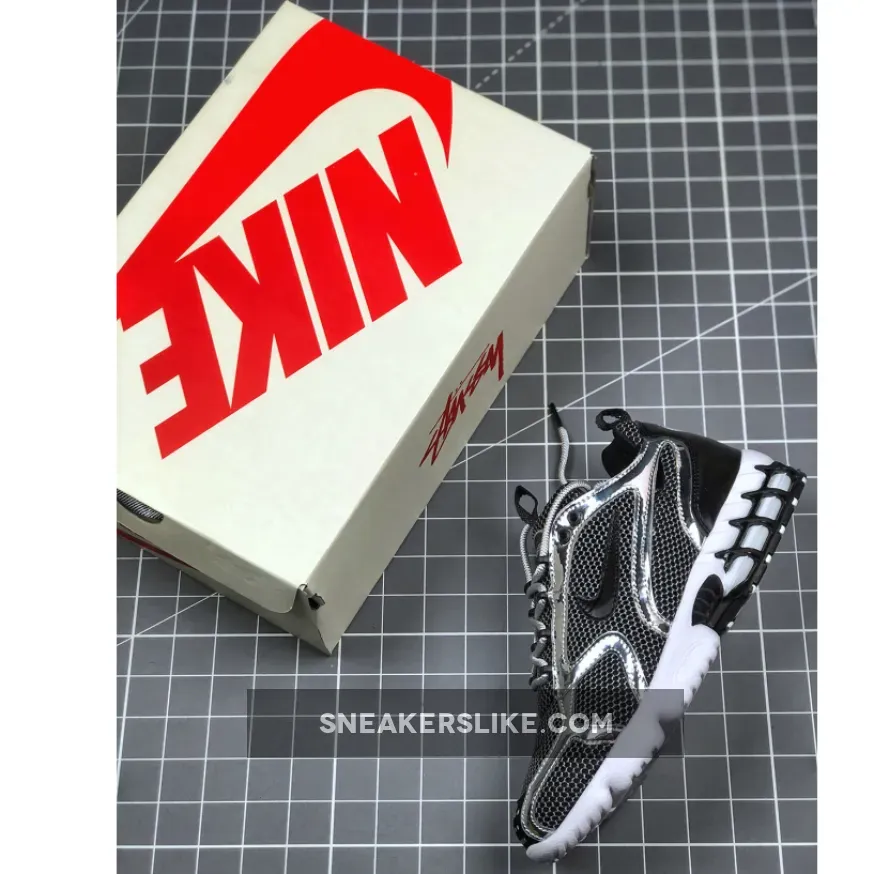 Stussy X Nike Air Zoom Spiridon Caged 2 Pure Platinum/Black-White CU1854-001 New Releases