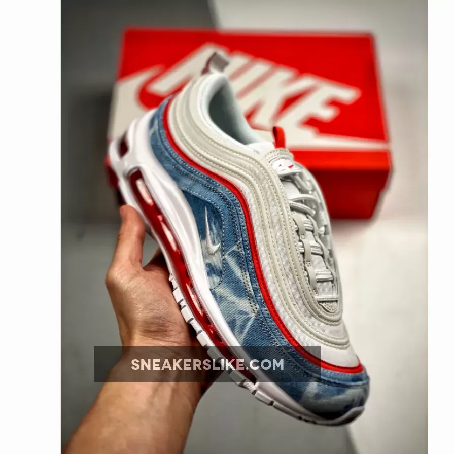 Nike Air Max 97 Washed Denim For Womens DV2180-900 White Red And Blue Air Max