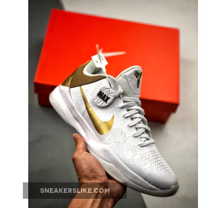 Nike Zoom Kobe 5 'Big Stage Home' White/Metallic Gold Kobe Gold And White
