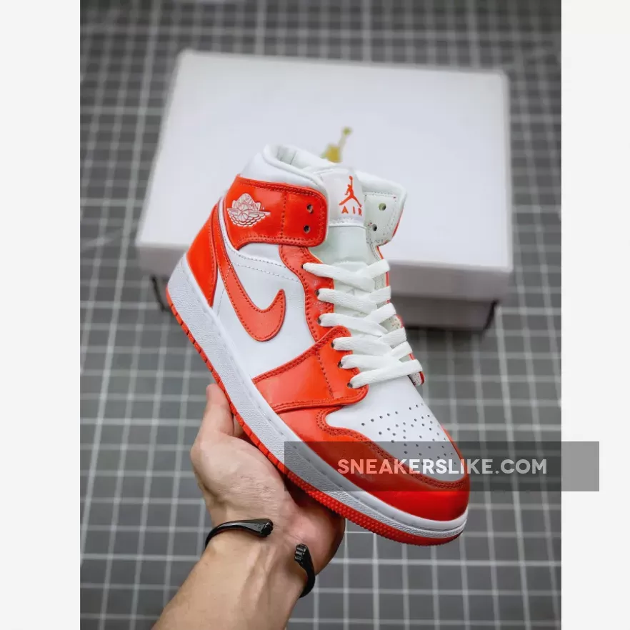 Air Jordan 1 Mid Hot Orange White #goat jordan 1 mid