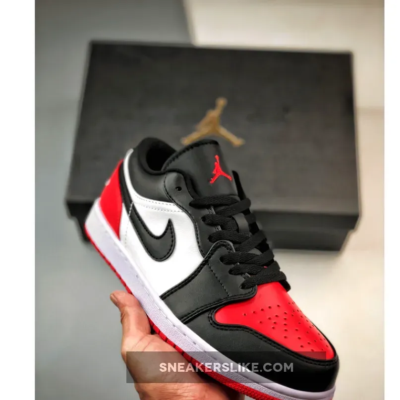 New Releases Air Jordan 1 Low 'Bred Toe' White/Black-Varsity Red 553558-161