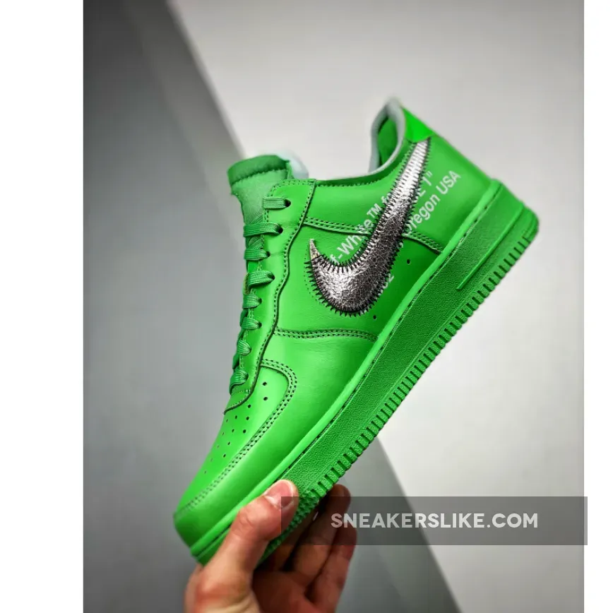 White Green Air Force 1 / Off-White x Nike Air Force 1 Low Light Green Spark/Metallic Silver