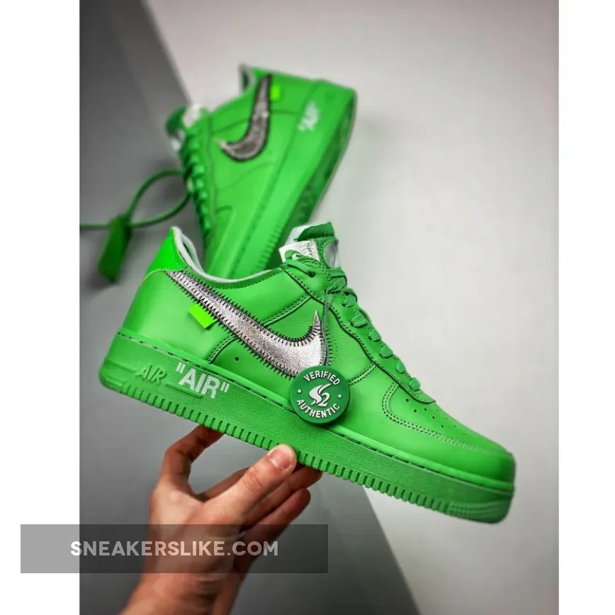 White Green Air Force 1 / Off-White x Nike Air Force 1 Low Light Green Spark/Metallic Silver