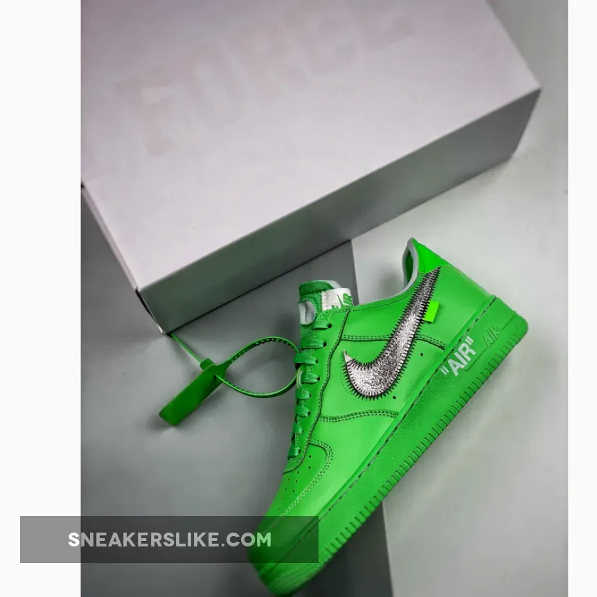 White Green Air Force 1 / Off-White x Nike Air Force 1 Low Light Green Spark/Metallic Silver