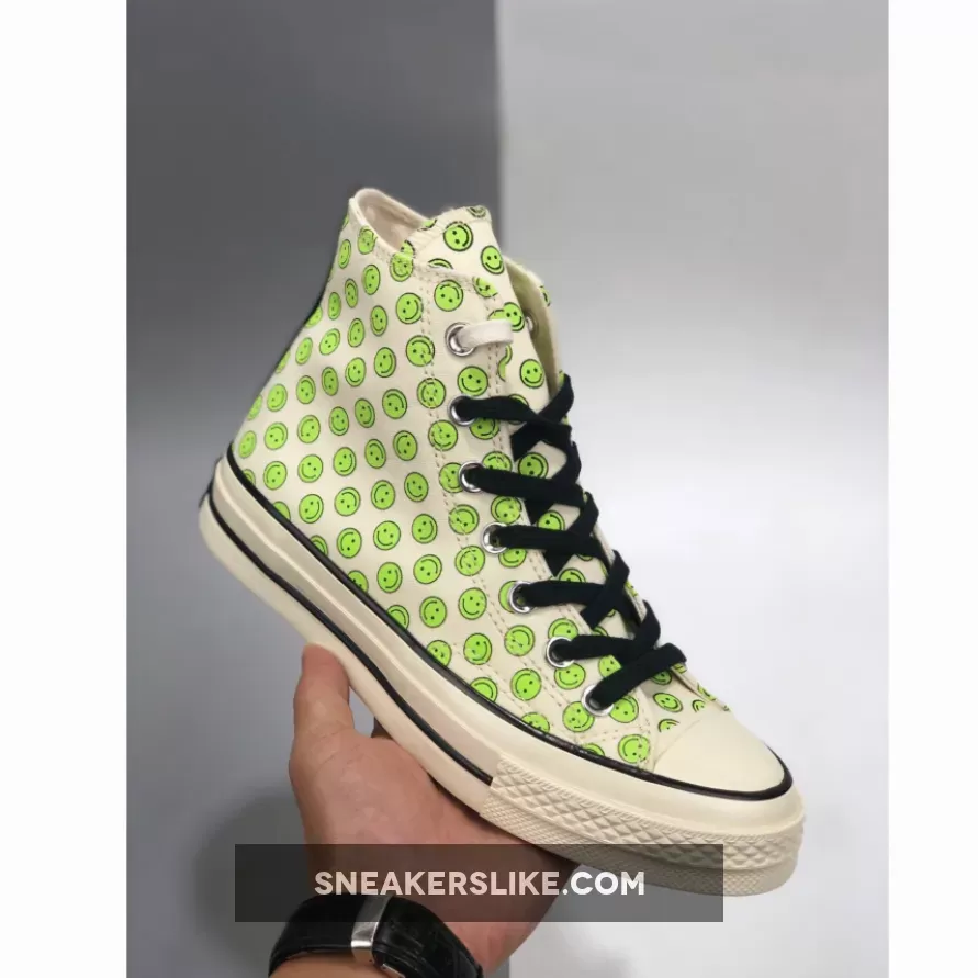 Converse Happy Camper Chuck Taylor All-Star 70s Hi Lemongrass 167637C - converse with smiley face