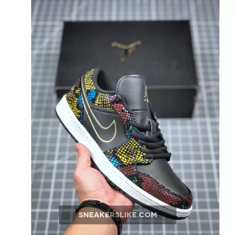 Air Jordan 1 Low 'BHM' Black/Metallic Gold/Multi-Color-White CW5580-001 For Sale