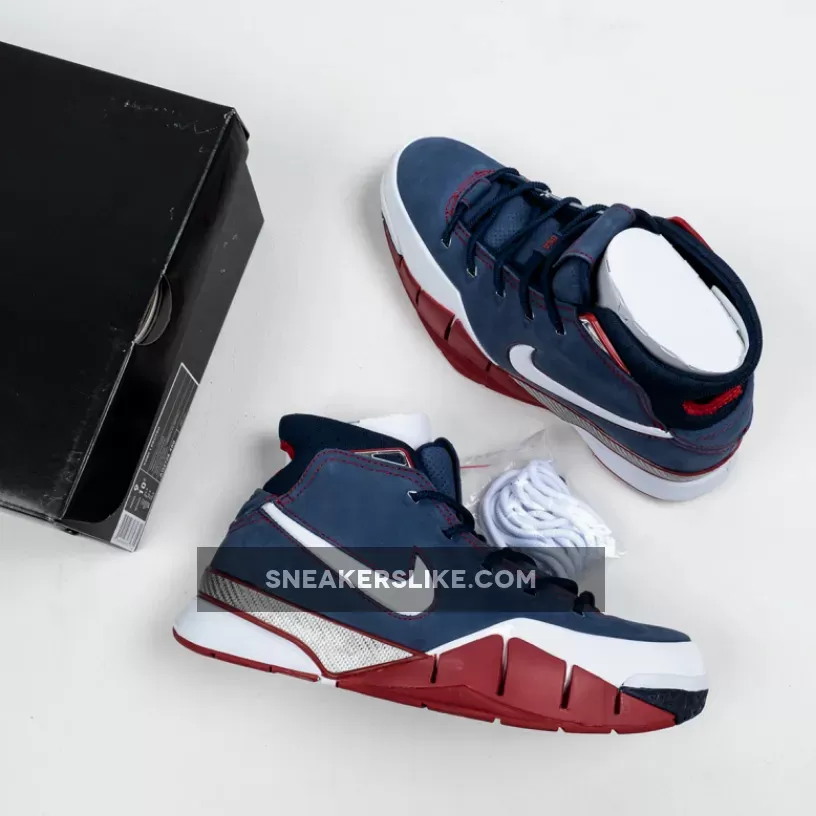 Nike Kobe 1 Protro 'USA' Midnight Navy/White-Varsity Red - red and white kobes