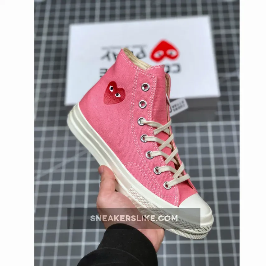 Converse x PLAY CDG Chuck 70 High Top Strawberry Pink/Egret/High Risk Red / pink converse play