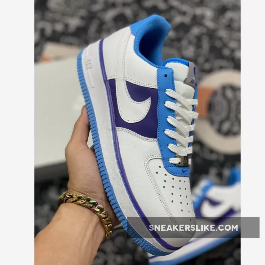 NBA x Nike Air Force 1 'Lakers' White/Coast-Field Purple / lakers shors