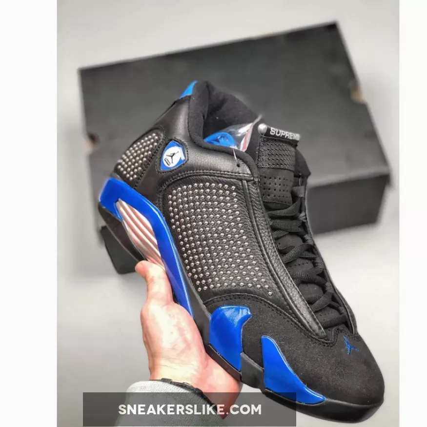 Air Jordan 14 Retro 'Supreme' AJ14 BLACK/VARSITY ROYAL-CHROME #supreme jordan14