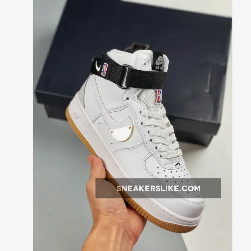 NBA x Nike Air Force 1 High White/Pure Platinum CT2306-100 / air force 1 with gold plate