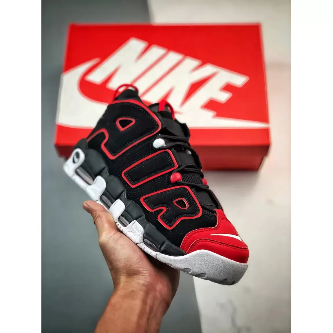 Nike Air More Uptempo Red Toe Black University Red-white 96 Where To Buy